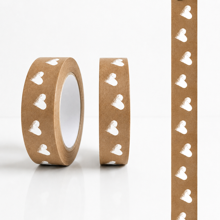 Heart Biodegradable Paper Tape 24mm x 50m