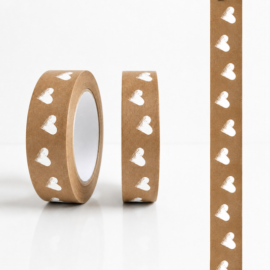 Heart Biodegradable Paper Tape 24mm x 50m
