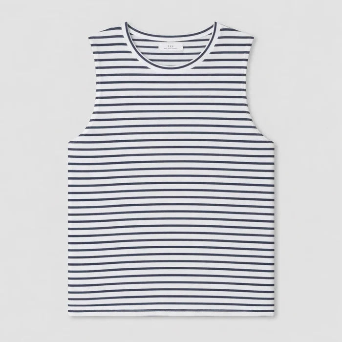 Hemp Stripe Tank in White