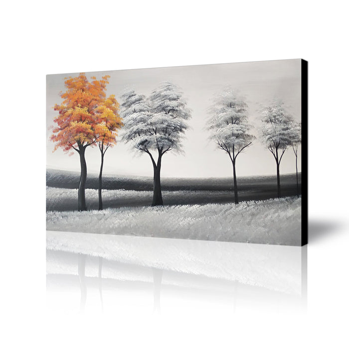 Huge Handmade Oil Painting of Orange Landscape  on Stretched Canvas