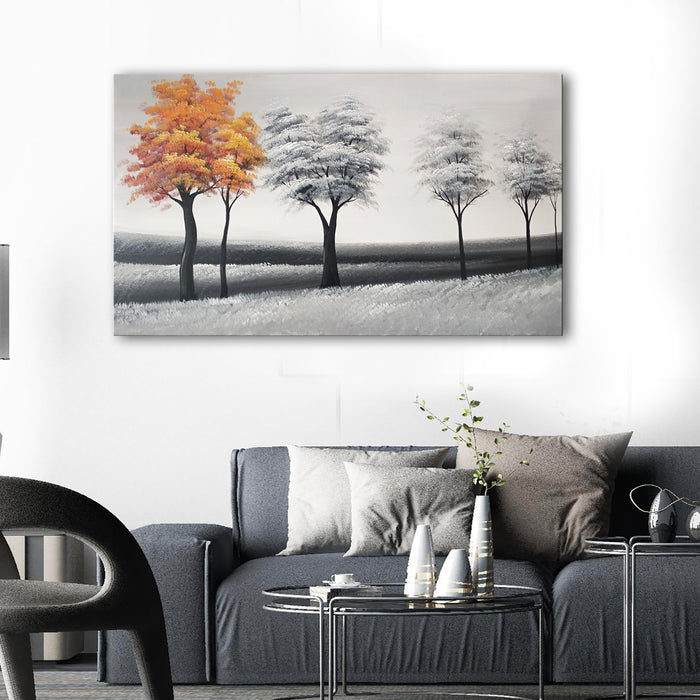 Huge Handmade Oil Painting of Orange Landscape  on Stretched Canvas