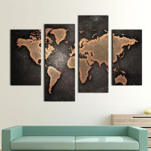 Huge High Quality Art Print on Stretched Canvas of World Map