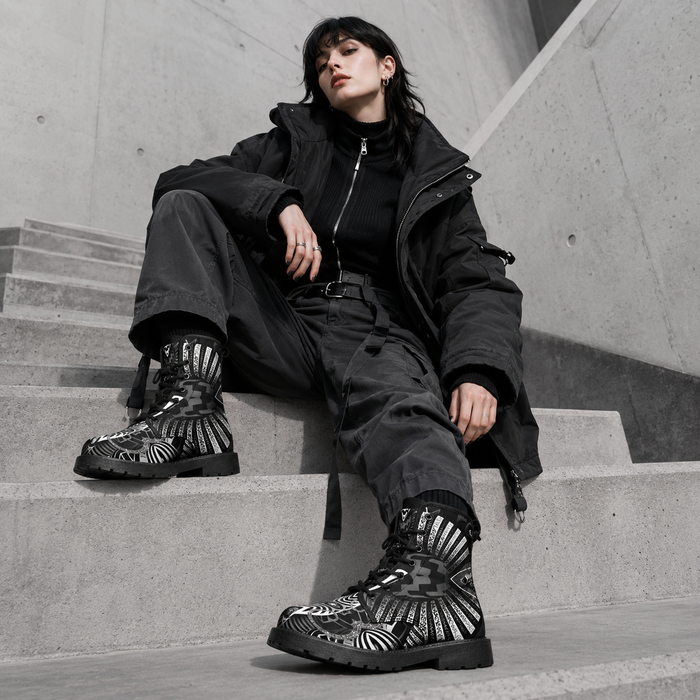 Hypnotica Monochrome Combat Boots