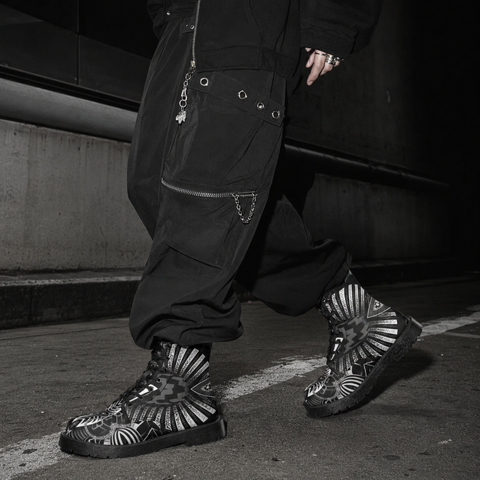 Hypnotica Monochrome Combat Boots