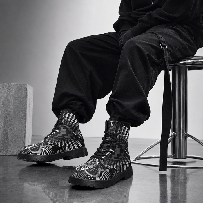 Hypnotica Monochrome Combat Boots