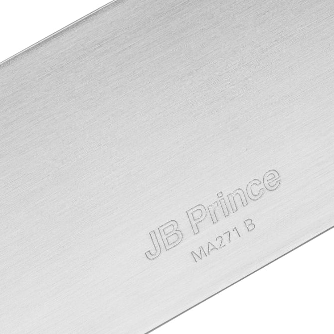 JB Prince Seamless Half Sheet Pan Extender - 2.4 inches high showing closeup of engraved MA271 B, JB Prince.