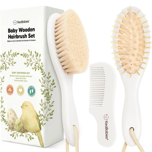 KeaBabies Baby Hair Brush and Comb Set: Vanilla