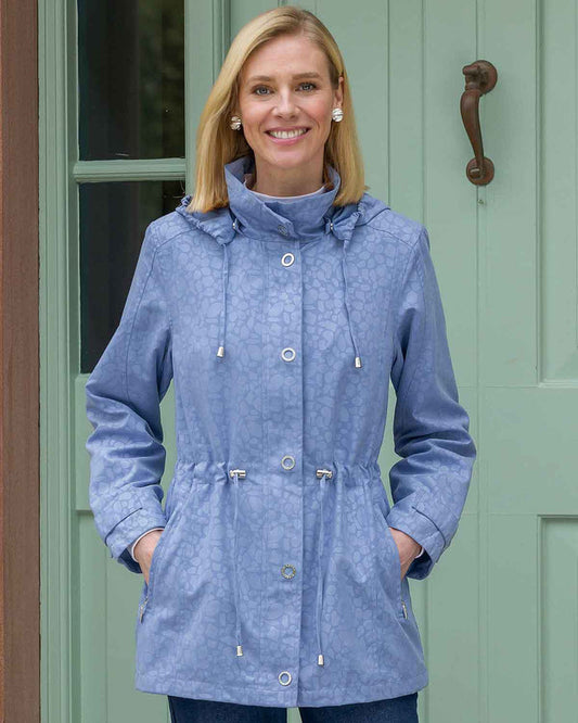 Kennedy Patterned Showerproof Coat - Blue - Country Collection