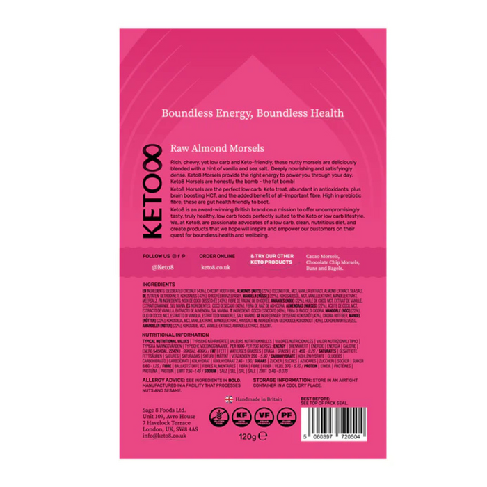 Keto8 Raw Almond Morsels 120g