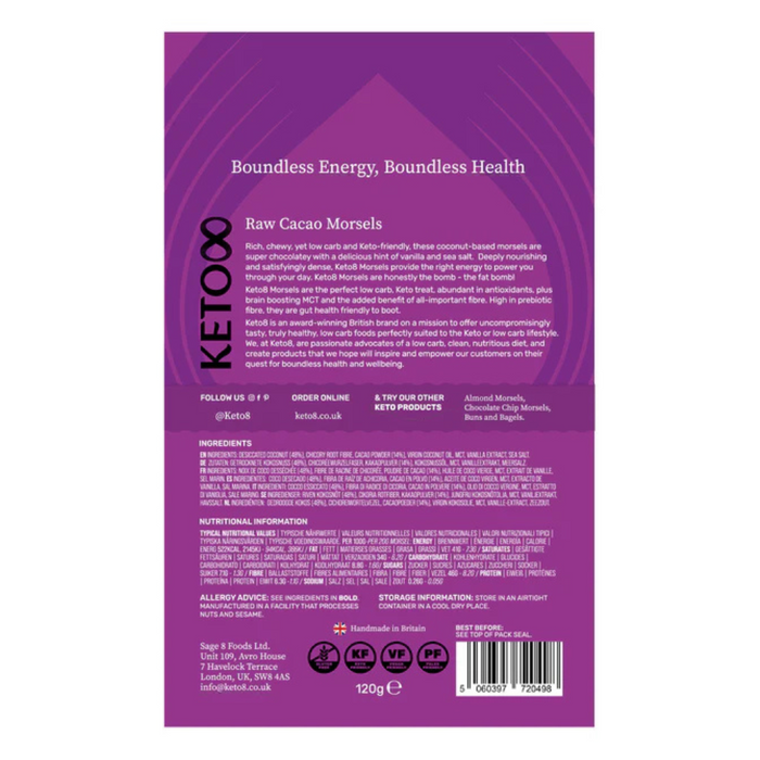 Keto8 Raw Cacao Morsels 120g