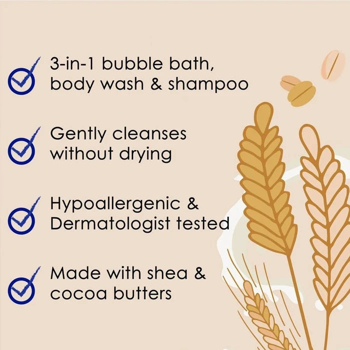 Kids 3-in-1 Oat & Milk Bubble Bath Body Wash & Shampoo - 591ml