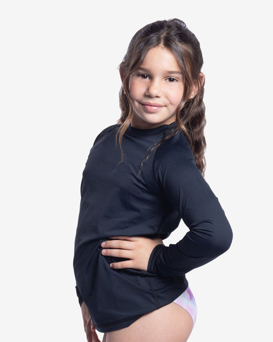 Girl wearing black color top with swimsuit. (Style 1005K) - BloqUV