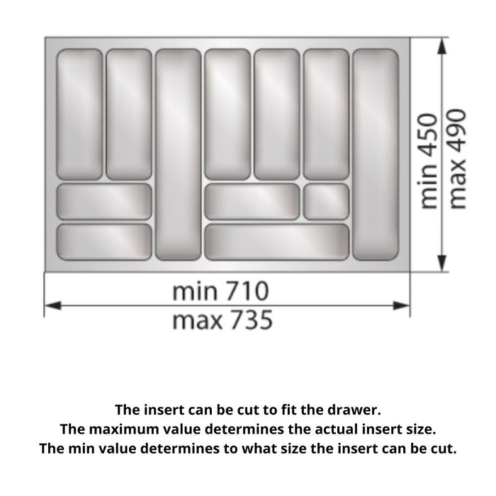 Kitchen drawer liners for Cabinet 32 inch, Depth: 19-5/16 inch - White Cutlery Tray NTP