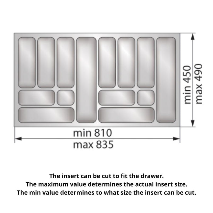 Kitchen drawer liners for Cabinet 36 inch, Depth: 19-5/16 inch - White Cutlery Tray NTP