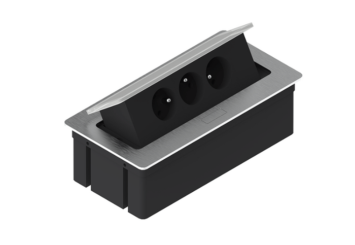 Kwadro Recessed Rectangular Power Strip for Desks