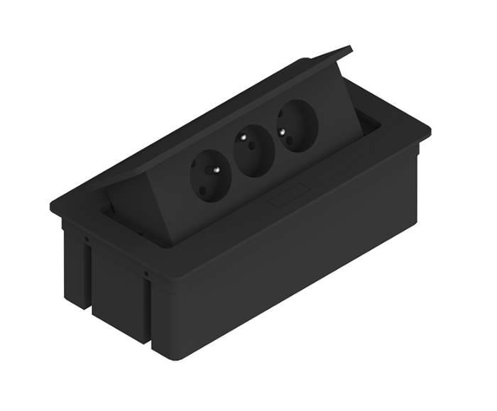 Kwadro Recessed Rectangular Power Strip for Desks
