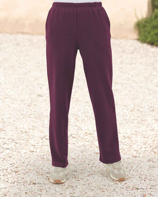 Ladies Cotton Mix Pull On Leisure Trousers - Claret - Country Collection