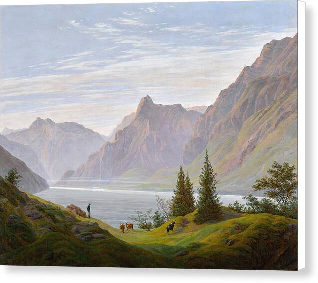 Landscape with Mountain Lake, Morning - Canvas Print
