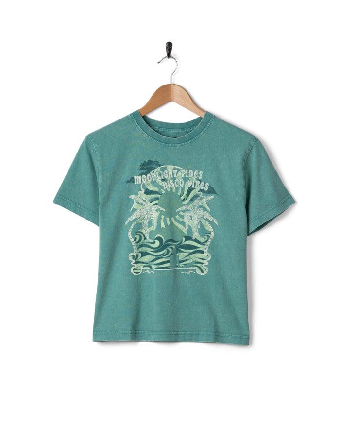 Last Light Womens Boxy Short Sleeve T-Shirt in Blue