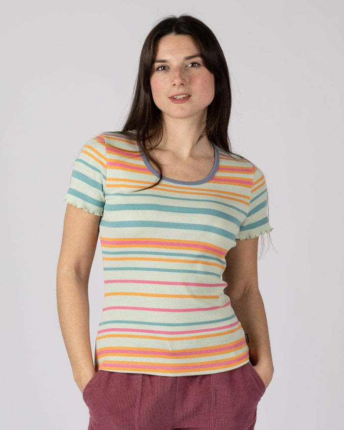 Lee Womens Short Sleeve Stripe T-Shirt in Light Green