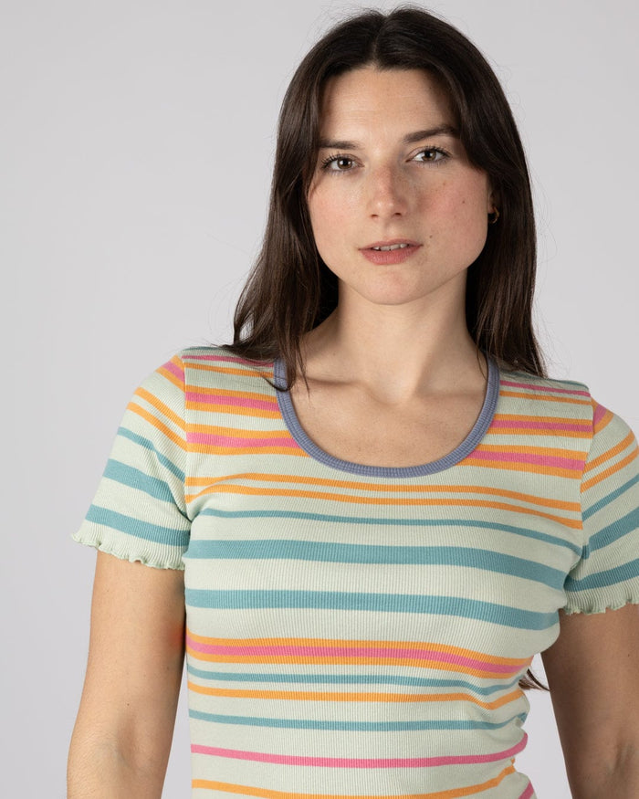 Lee Womens Short Sleeve Stripe T-Shirt in Light Green