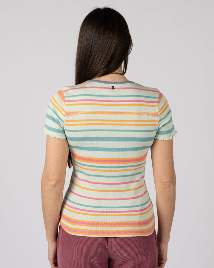 Lee Womens Short Sleeve Stripe T-Shirt in Light Green