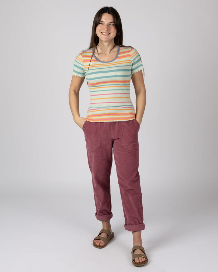 Lee Womens Short Sleeve Stripe T-Shirt in Light Green