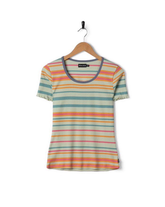 Lee Womens Short Sleeve Stripe T-Shirt in Light Green