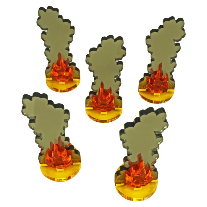 Litko Flaming Wreckage Marker, Medium (x5) - Combat Miniatures