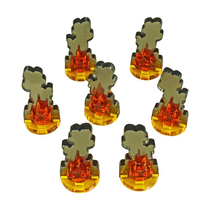 Litko Flaming Wreckage Marker, Small (x7) - Combat Miniatures