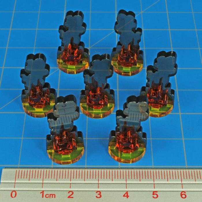 Litko Flaming Wreckage Marker, Small (x7) - Combat Miniatures