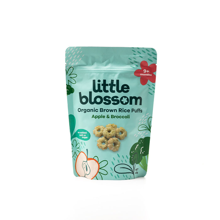 Little Blossom Organic Brown Rice Apple and Broccoli Puffs 40g