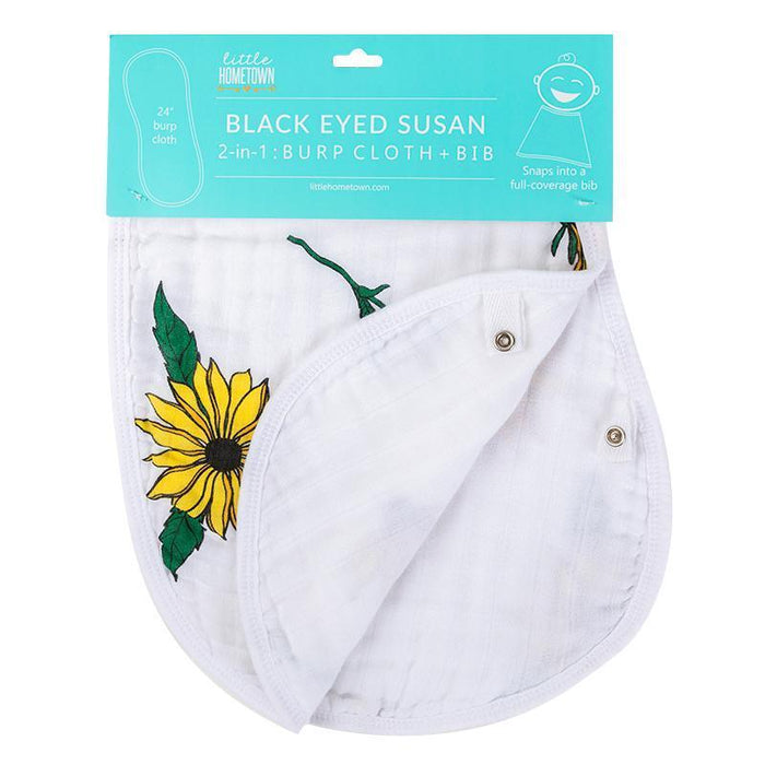 Little Hometown 2-in-1 Burp Cloth & Bib: Black-Eyed Susan