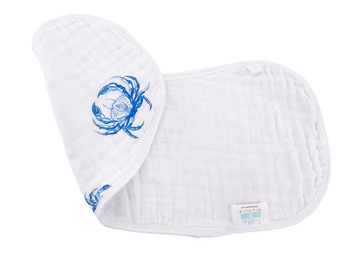 Little Hometown 2-in-1 Burp Cloth & Bib: Blue Crab