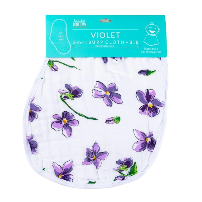 Little Hometown 2-in-1 Burp Cloth & Bib: Violet