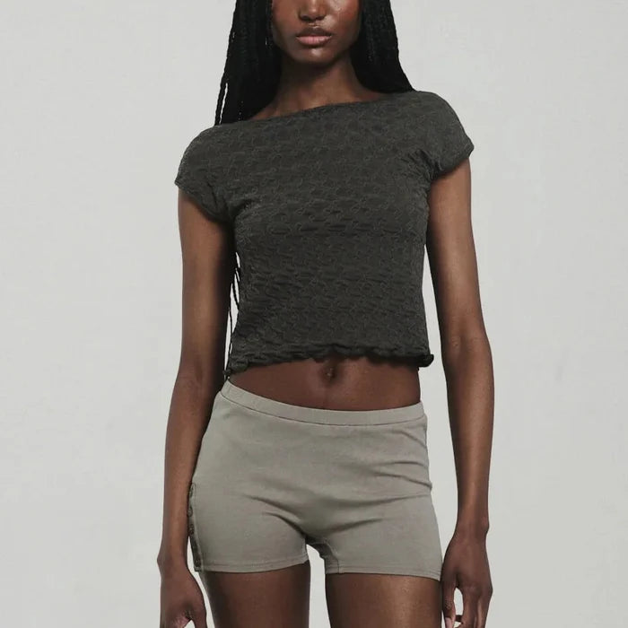 Low-Cut Back Top in Olive Green