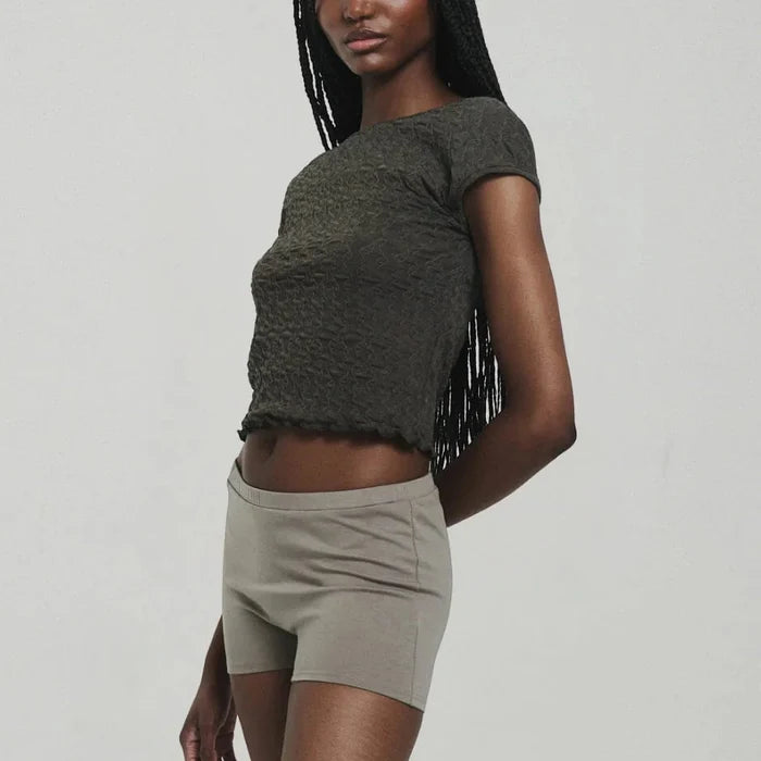 Low-Cut Back Top in Olive Green