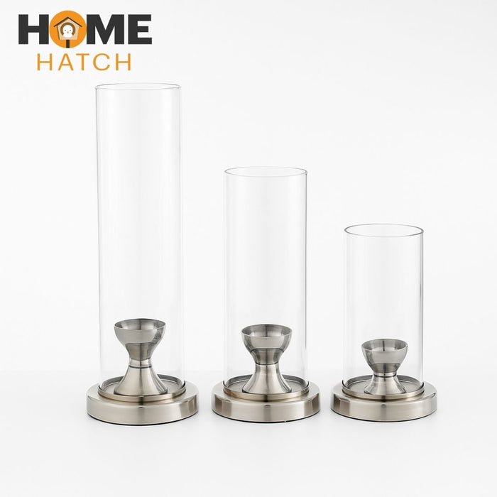 Luxury Glass Candle Holder with Metallic Base