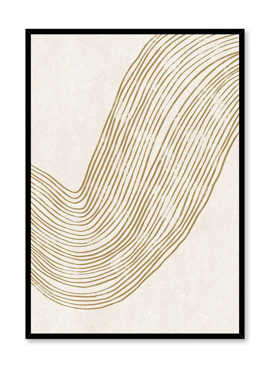 Macrame is a minimalist abstract illustration of dark yellow lines flowing through drawn with a rake brush by Opposite Wall.