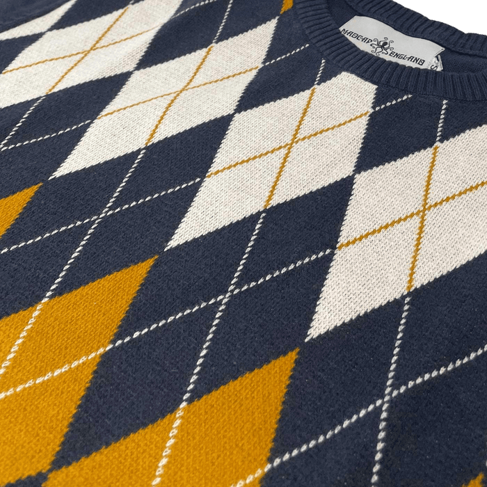 MADCAP Blane Mod Argyle Jacquard Knit T-shirt in Navy Blazer