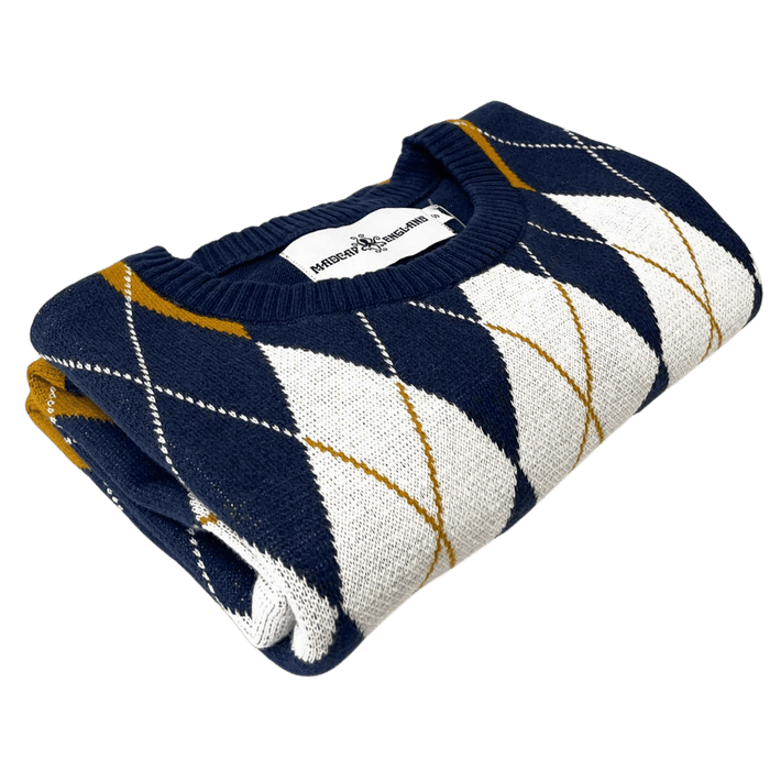 MADCAP Blane Mod Argyle Jacquard Knit T-shirt in Navy Blazer