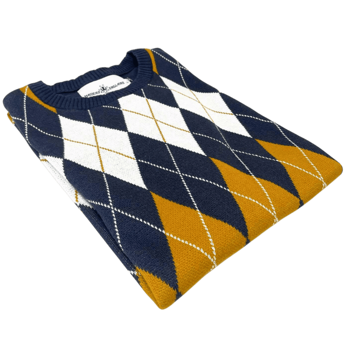 MADCAP Blane Mod Argyle Jacquard Knit T-shirt in Navy Blazer