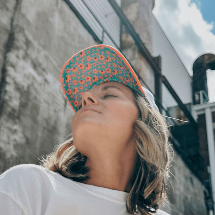Mama Ponytail Hat - Sherbert Flowers