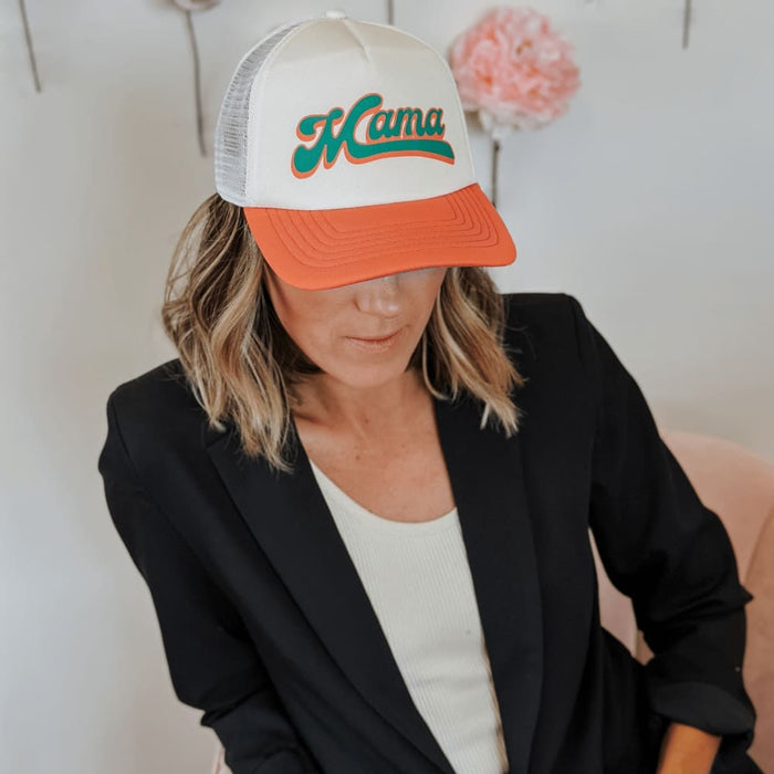 Mama Ponytail Hat - Sherbert Flowers
