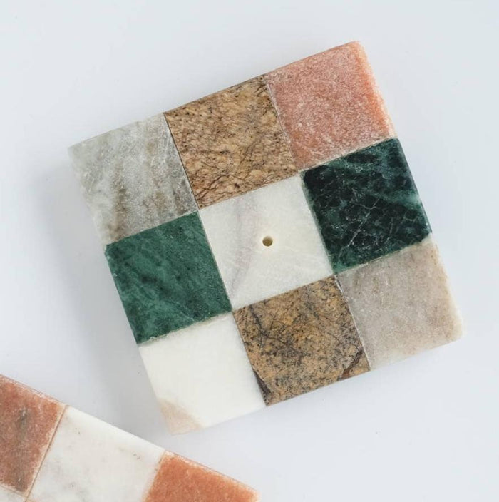 Marble Check Incense Holder