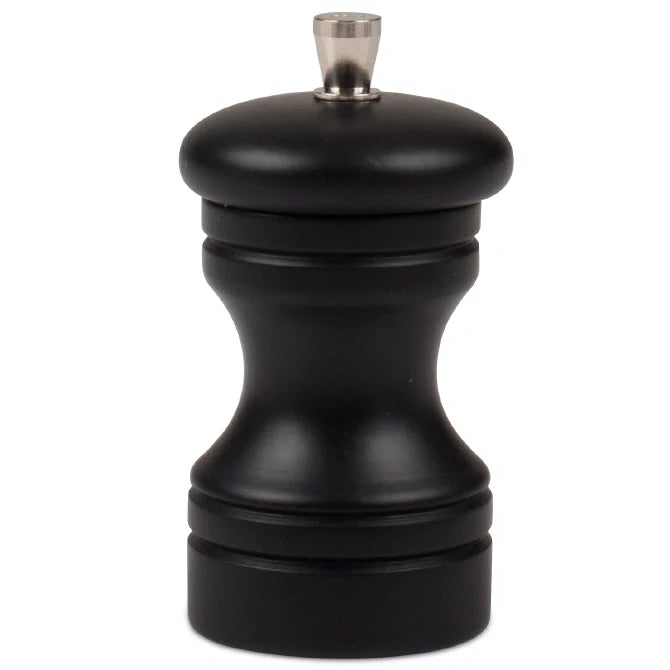Black pepper grinder on a white background