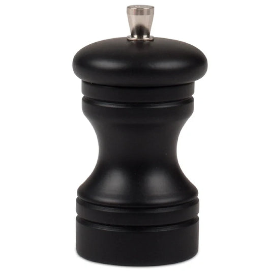 Black pepper grinder on a white background