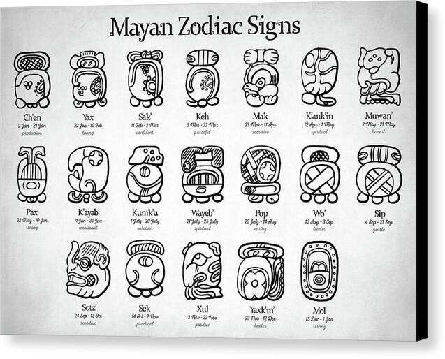 Mayan Zodiac Signs - Canvas Print