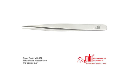 MBI Eyebrow Tweezer (sand/polish finished) - Ultra Fine Pointed Size:4"