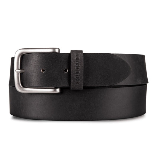 Bridle Leather Belt With Nickel Finish Buckle-Black-1